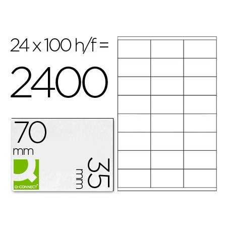 Etiqueta adhesiva q-connect kf10645 -tamaño 70x35 mm fotocopiadora laser ink-jet caja con 100 hojas din a4