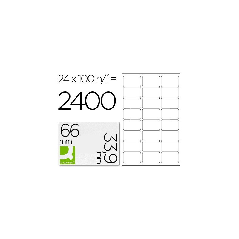 Etiqueta adhesiva q-connect kf10639 tamaño 66x33,9 mm fotocopiadora laser ink-jet caja con 100 hojas din a4