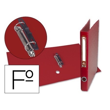 Carpeta de 2 anillas 25mm mixt as liderpapel folio forrado papercoat con ollao y tarjetero color rojo