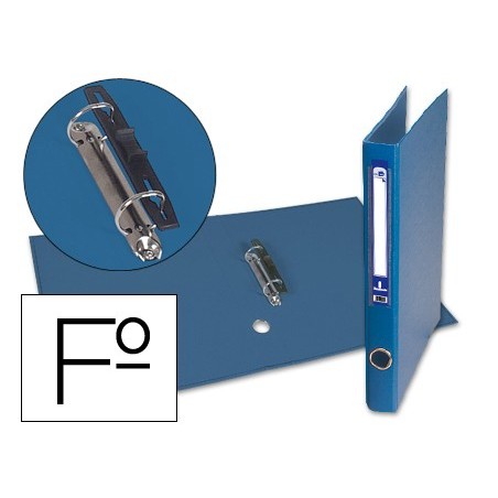 Carpeta de 2 anillas 25mm mixt as liderpapel folio forrado papercoat con ollao y tarjetero color azul