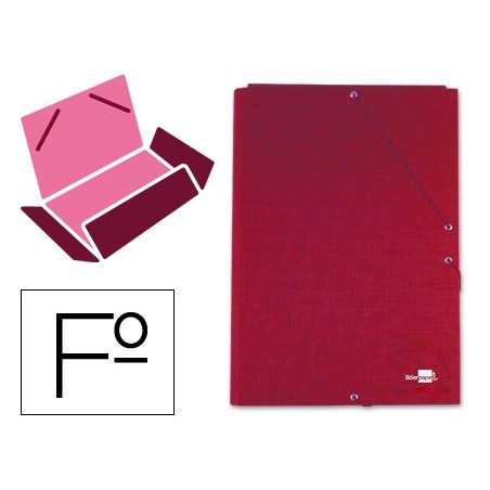 Carpeta liderpapel gomas folio 3 solapas carton forrado roja