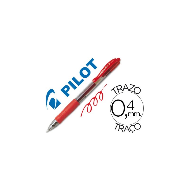 Boligrafo pilot g-2 rojo tinta gel retractil sujecion de caucho