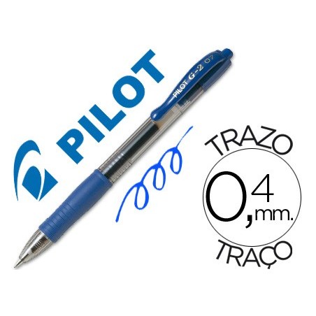 Boligrafo pilot g-2 azul tinta gel retractil sujecion de caucho