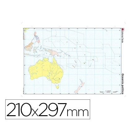 Mapa mudo color din a4 oceania politico