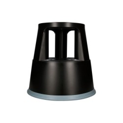 Taburete q-connect ruedas retractiles tres ruedas dos niveles color negro