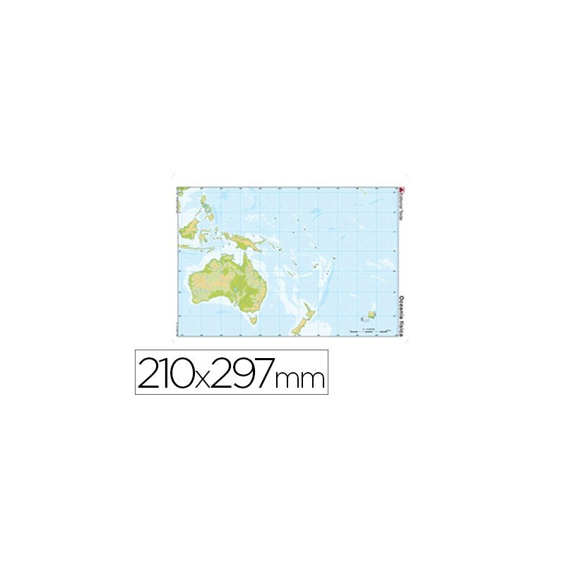 Mapa mudo color din a4 oceania fisico