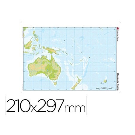 Mapa mudo color din a4 oceania fisico