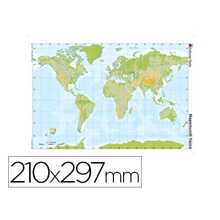 Mapa mudo color din a4 planisferio fisico