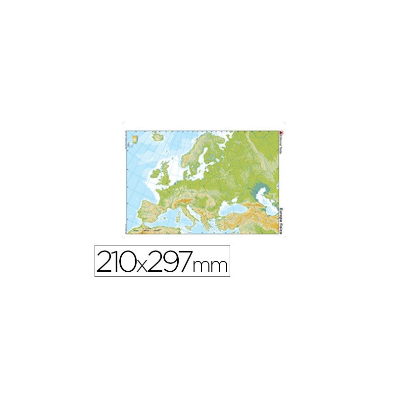 Mapa mudo color din a4 europa fisico