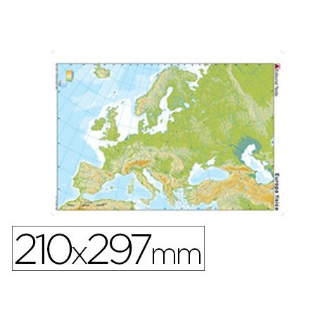 Mapa mudo color din a4 europa fisico