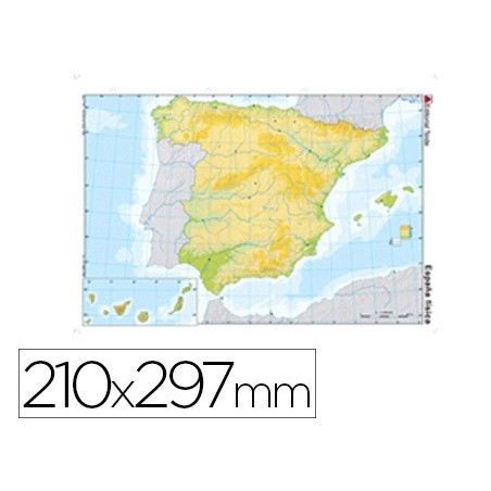 Mapa mudo color din a4 españa fisico