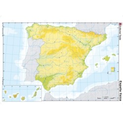 Mapa mudo color din a4 españa fisico