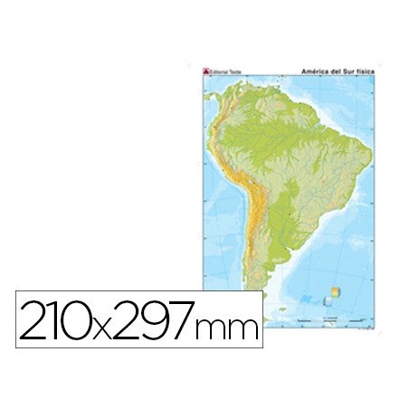 Mapa mudo color din a4 america del sur fisico