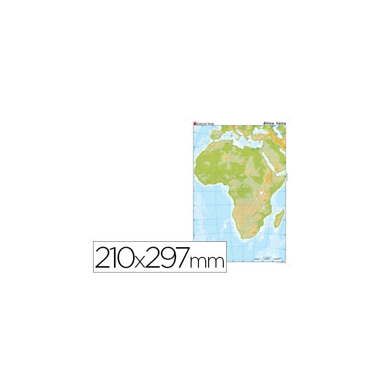 Mapa mudo color din a4 africa fisico