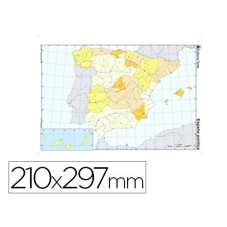 Mapa mudo color din a4 españa politico