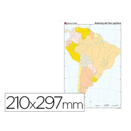 Mapa mudo color din a4 america del sur politico