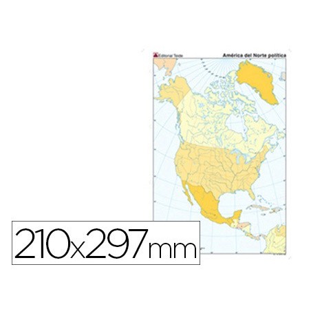 Mapa mudo color din a4 america del norte politico