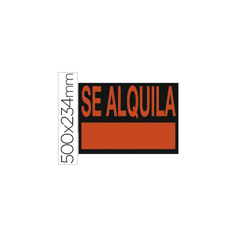 Cartel plastico archivo 2000 \se alquila\ rojo fluorescente 500x234 mm