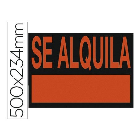 Cartel plastico archivo 2000 \se alquila\ rojo fluorescente 500x234 mm