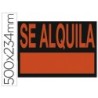 Cartel plastico archivo 2000 \se alquila\ rojo fluorescente 500x234 mm