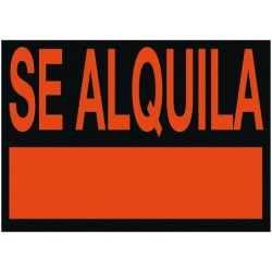 Cartel plastico archivo 2000 \se alquila\ rojo fluorescente 500x234 mm