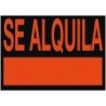 Cartel plastico archivo 2000 \se alquila\ rojo fluorescente 500x234 mm