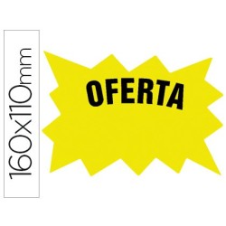 Cartel cartulina etiquetas marcaprecios amarillo fluorescente 160x110 mm bolsa de 50 etiquetas