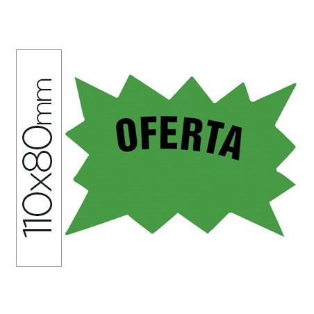 Cartel cartulina etiquetas marcaprecios verde fluorescente 110x80 mm bolsa de 50 etiquetas