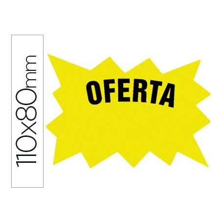 Cartel cartulina etiqueta marcaprecios amarillo fluorescente 110x80 mm bolsa de 50 etiquetas