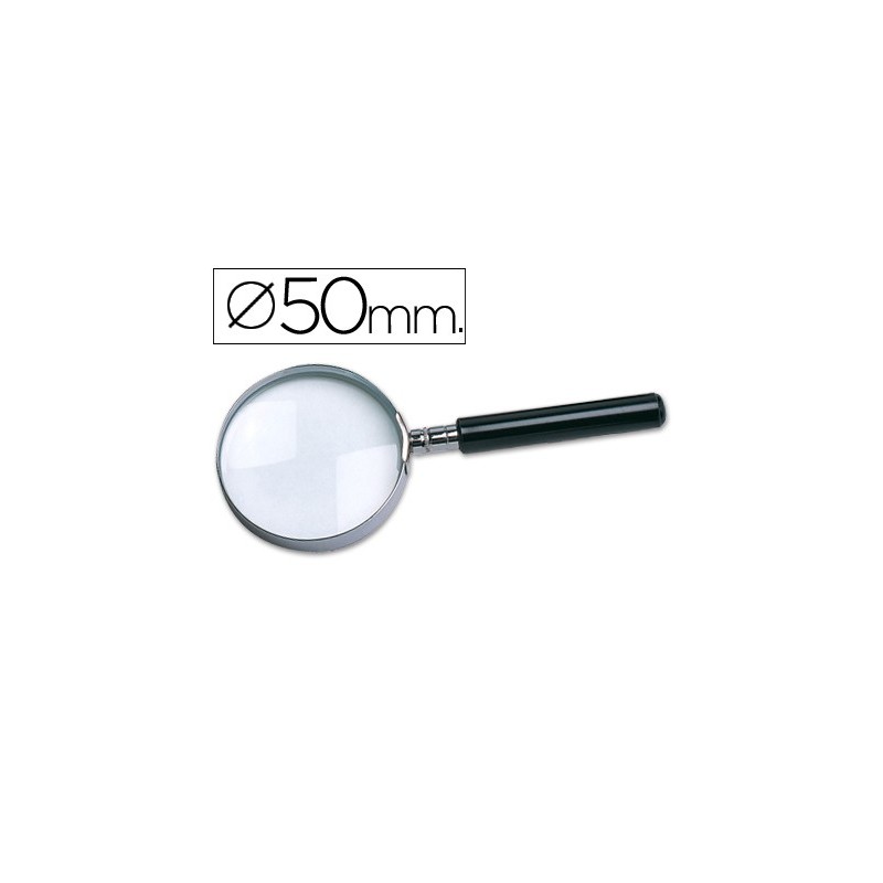Lupa q-connect cristal aro metalico mango plastico negro 50 mm
