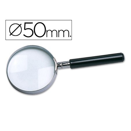 Lupa q-connect cristal aro metalico mango plastico negro 50 mm