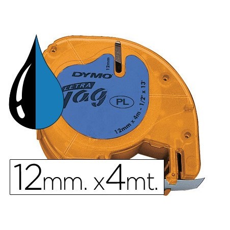 Cinta dymo 12mmx4mt -negro/azul para maquina letratag
