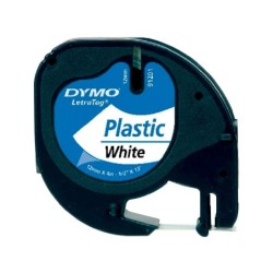 Cinta dymo plastico 12mmx4mt negro/blanco perla para maquina letratag 91201