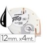 Cinta dymo papel 12mmx4mt negro/blanco para letratag