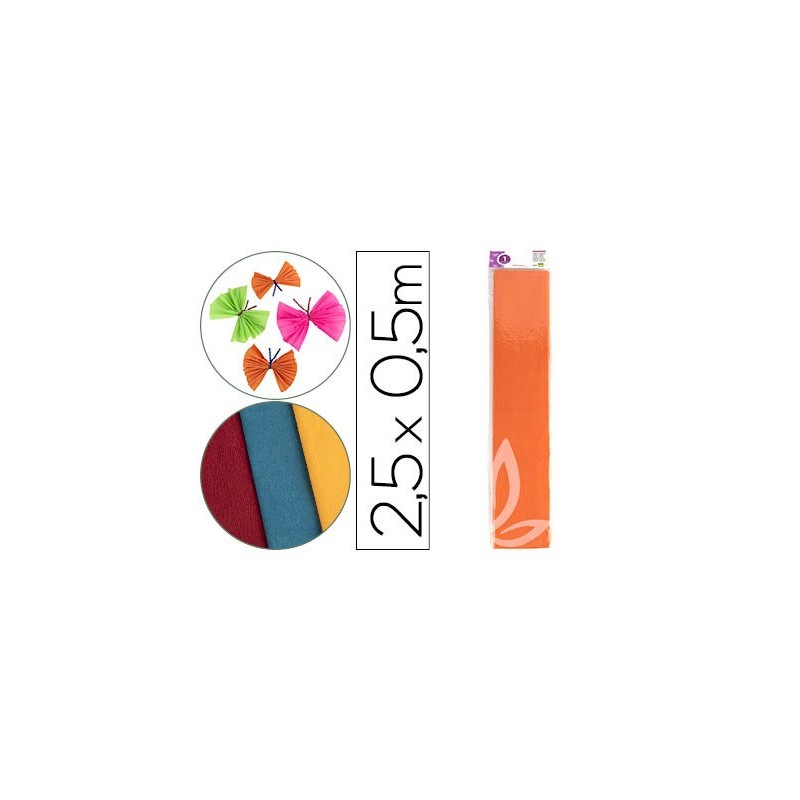 Papel crespon liderpapel 50 cm x 2.5m 34g/m2 naranja claro Papel crespon liderpapel 50 cm x 2.5m 34g/m2 naranja claro