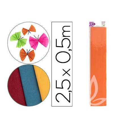 Papel crespon liderpapel 50 cm x 2.5m 34g/m2 naranja claro