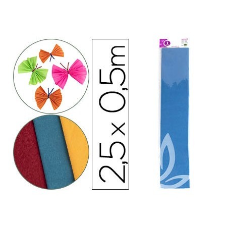 Papel crespon liderpapel 50 cm x 2.5m 34g/m2 azul