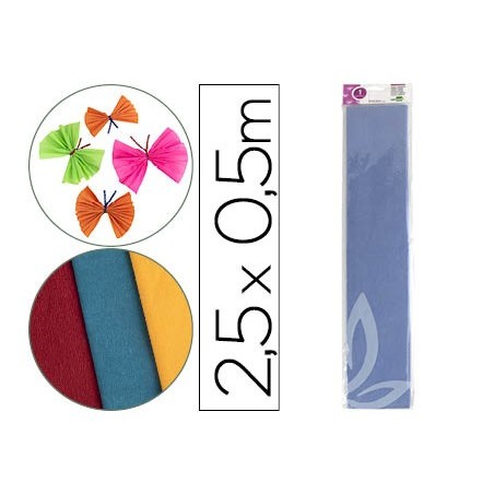 Papel crespon liderpapel 50 cm x 2.5m 34g/m2 celeste