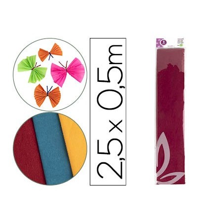Papel crespon liderpapel 50 cm x 2.5m 34g/m2 burdeos
