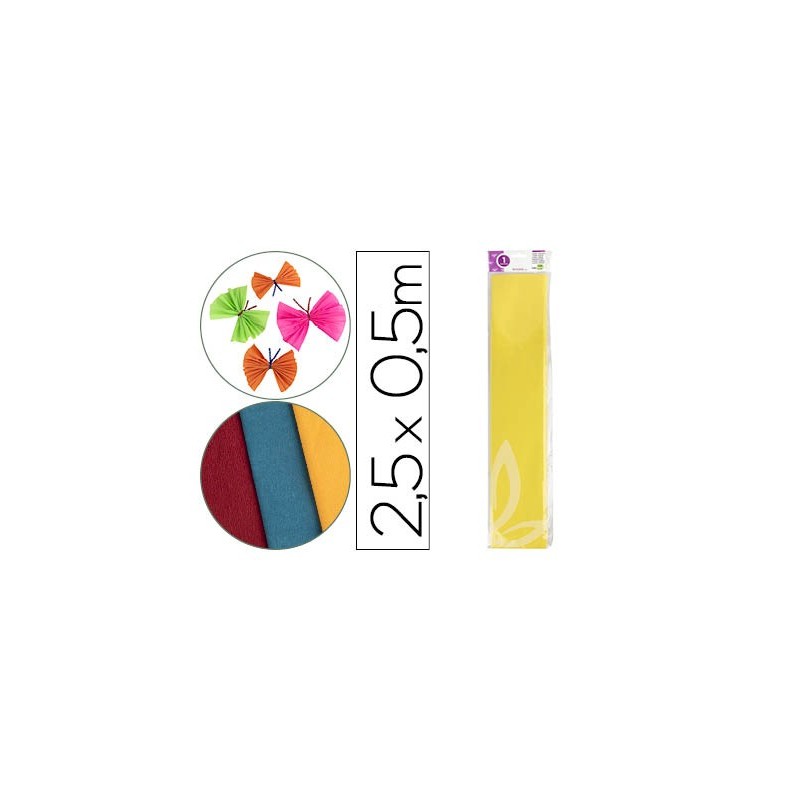 Papel crespon liderpapel 50 cm x 2.5m 34g/m2 amarillo Papel crespon liderpapel 50 cm x 2.5m 34g/m2 amarillo