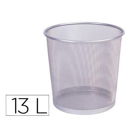 Papelera metalica q-connect rejilla plata 265x285 mm
