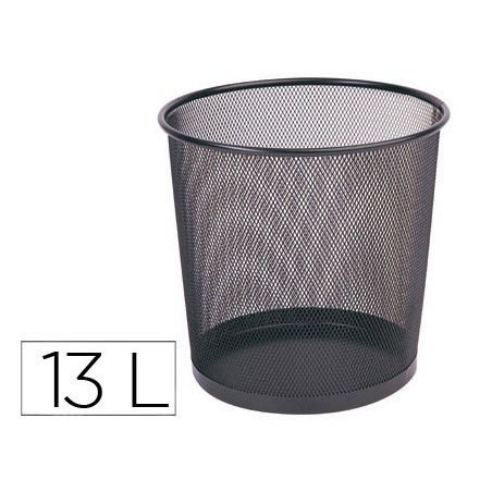 Papelera metalica q-connect rejilla negra 265x285 mm