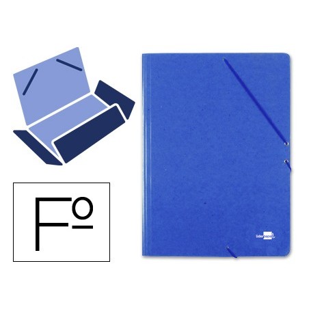 Carpeta liderpapel gomas folio 3 solapas carton prespan azul