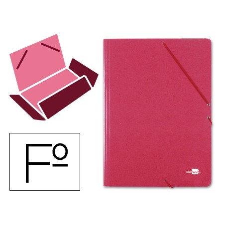 Carpeta liderpapel gomas folio 3 solapas carton prespan roja