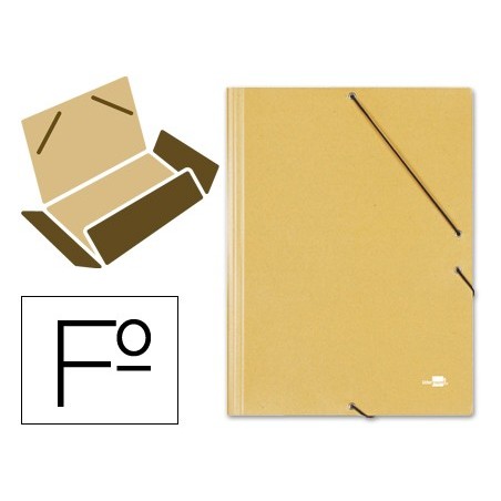 Carpeta liderpapel gomas folio 3 solapas carton prespan amarilla