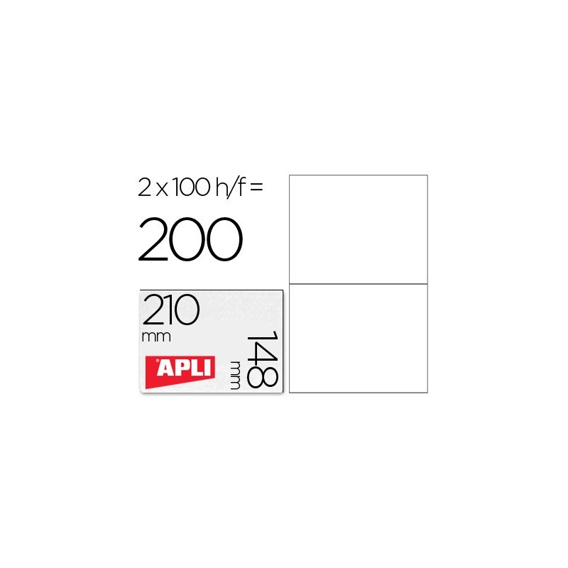 Etiqueta adhesiva apli 1264 tamaño 210x148 mm -fotocopiadora laser ink-jet -caja con 100 hojas din a4
