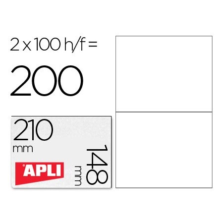 Etiqueta adhesiva apli 1264 tamaño 210x148 mm -fotocopiadora laser ink-jet -caja con 100 hojas din a4