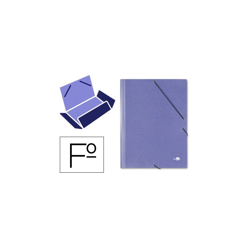 Carpeta liderpapel gomas folio 3 solapas carton simil prespan azul