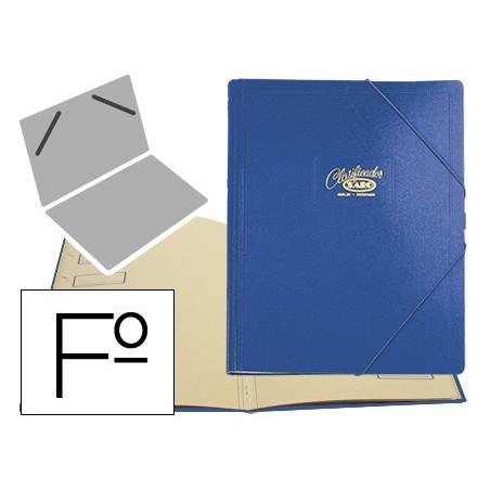 Carpeta clasificador carton compacto saro folio azul 12 departamentos
