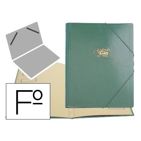 Carpeta clasificador carton compacto saro folio verde 12 departamentos